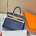 H*M Birkin 30cm Dark Navy Blue Epsom Leather
