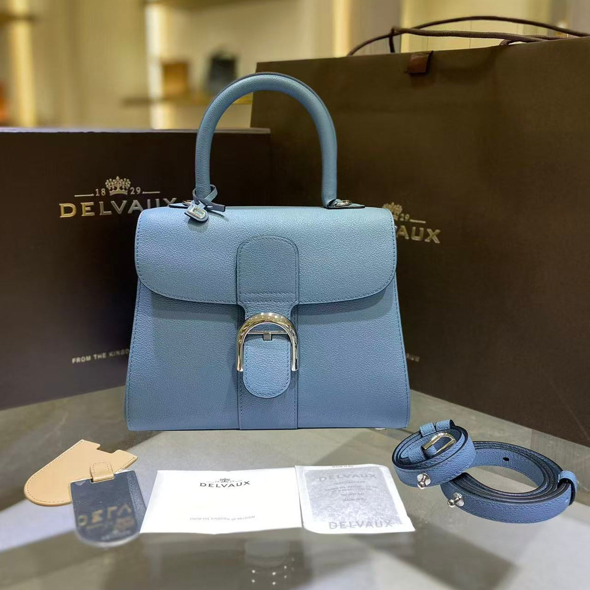 D*lvaux Tempo Baby Blue in Grained Calfskin