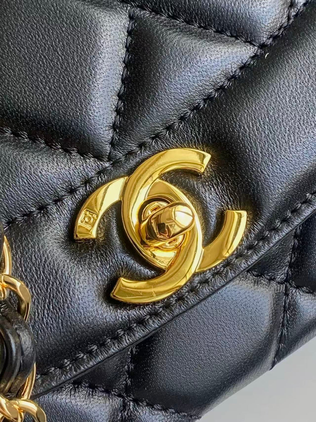 C*C Small Diana Flap Bag Black Lambskin GHW
