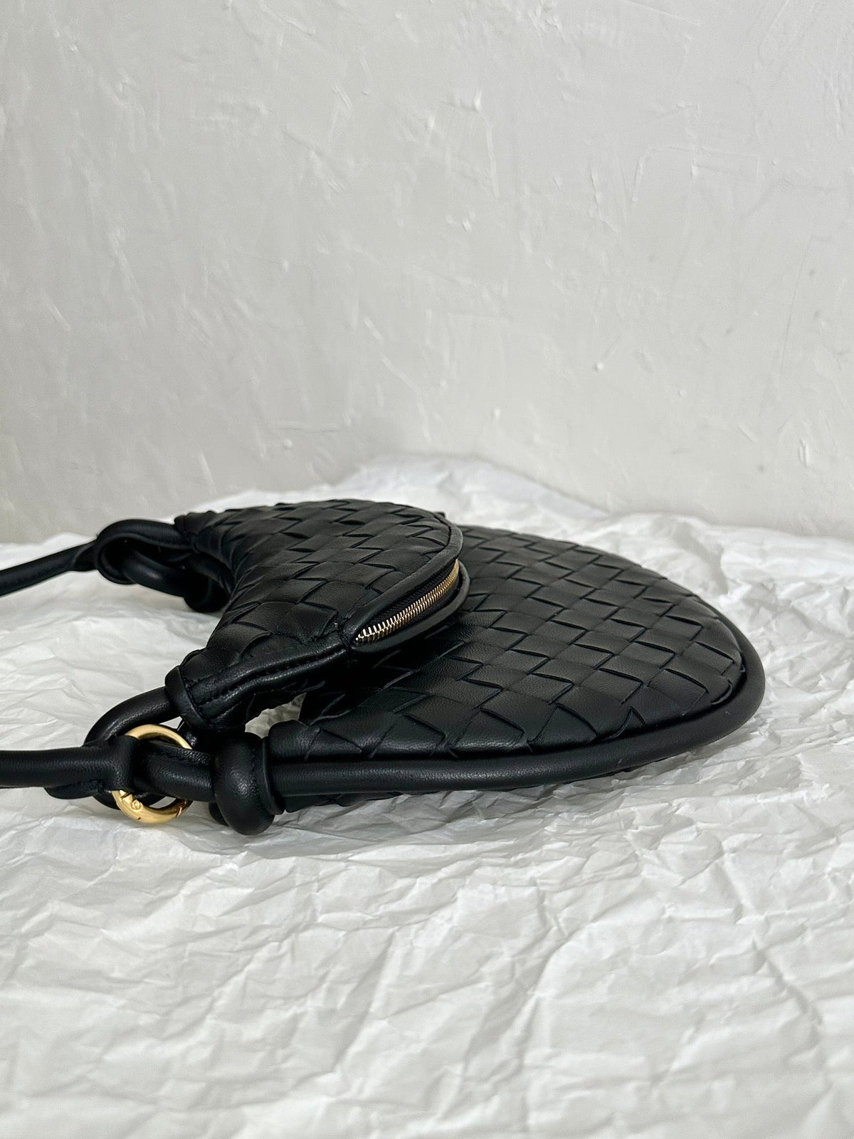 B*V MEDIUM GEMELLI 36CM BLACK LAMBSKIN LEATHER