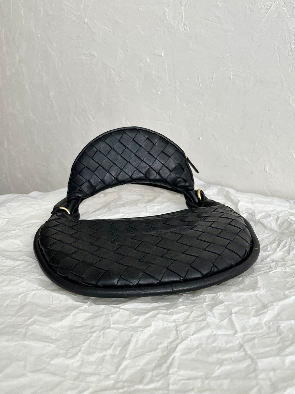 B*V MEDIUM GEMELLI 36CM BLACK LAMBSKIN LEATHER