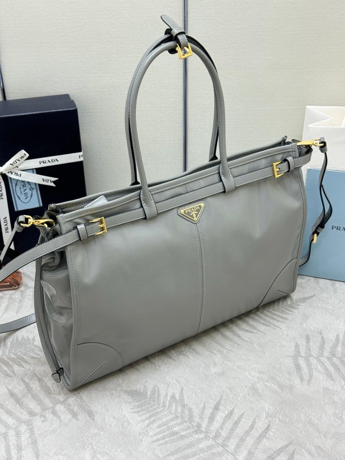 Pr*a Lux Soft Waxed Leather 1BA439 Extra Handbag