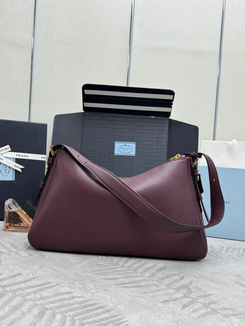 Pr*a Aimee Underarm Hobo Bag Cowhide