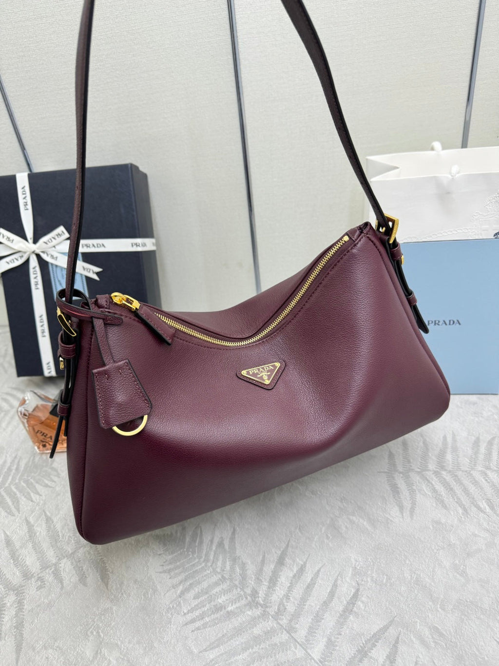 Pr*a Aimee Underarm Hobo Bag Cowhide