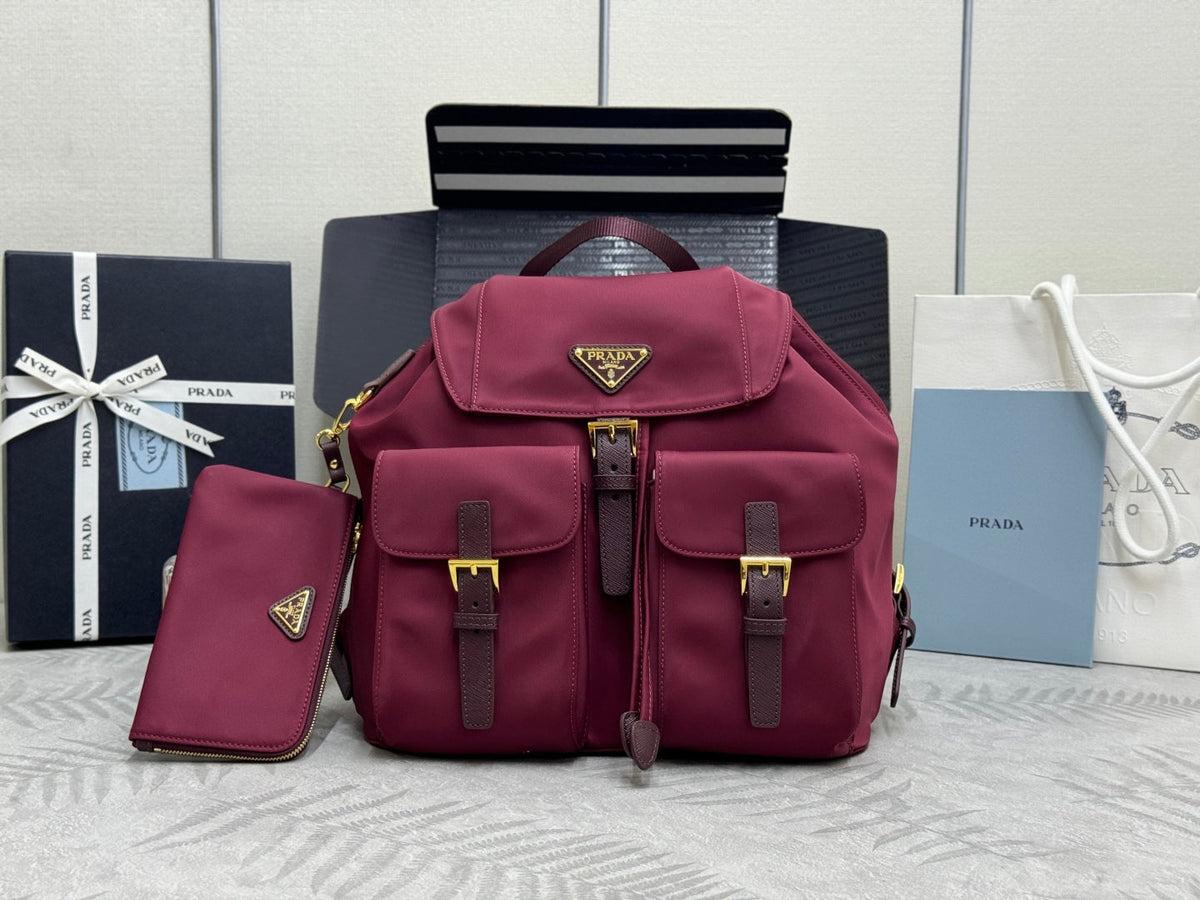 Pr*a Classic Large Backpack Red Nylon