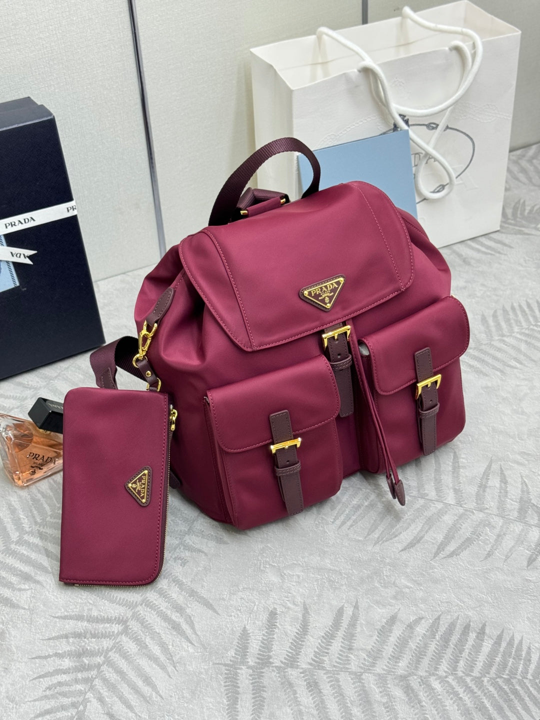 Pr*a Classic Large Backpack Red Nylon