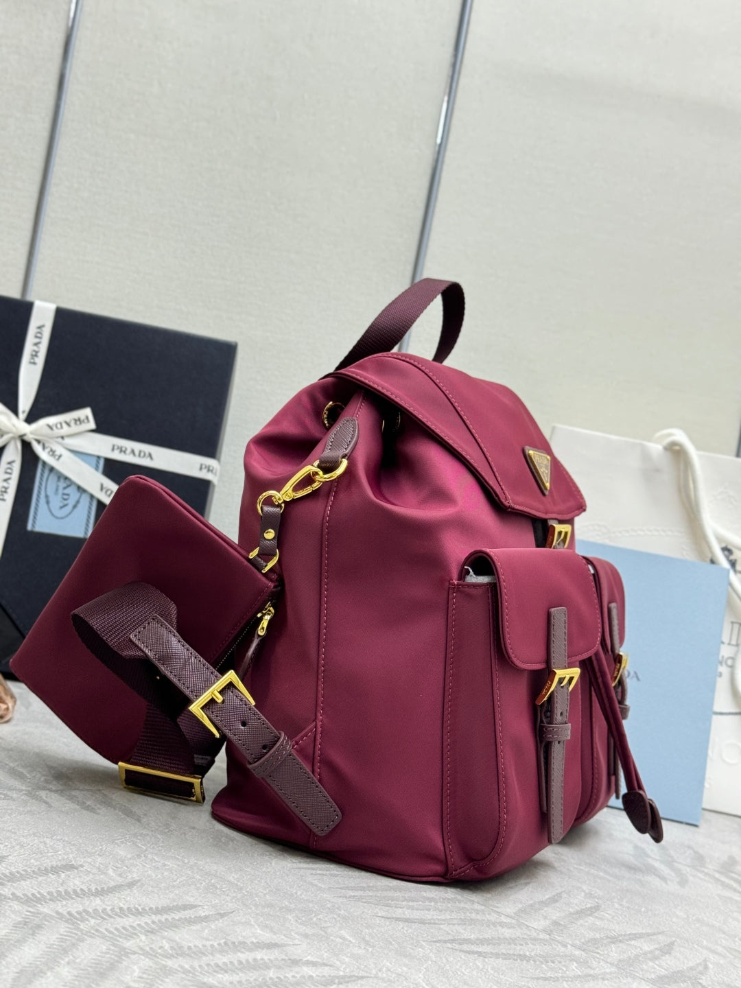 Pr*a Classic Large Backpack Red Nylon