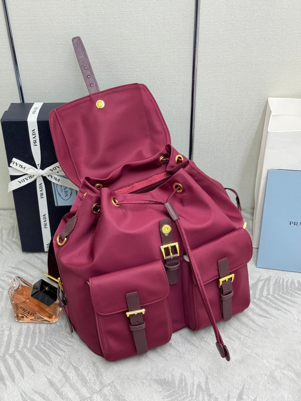 Pr*a Classic Large Backpack Red Nylon