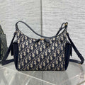 C*D D-Dream Two Side Pockets 24cm Blue Canvas and Cowhide