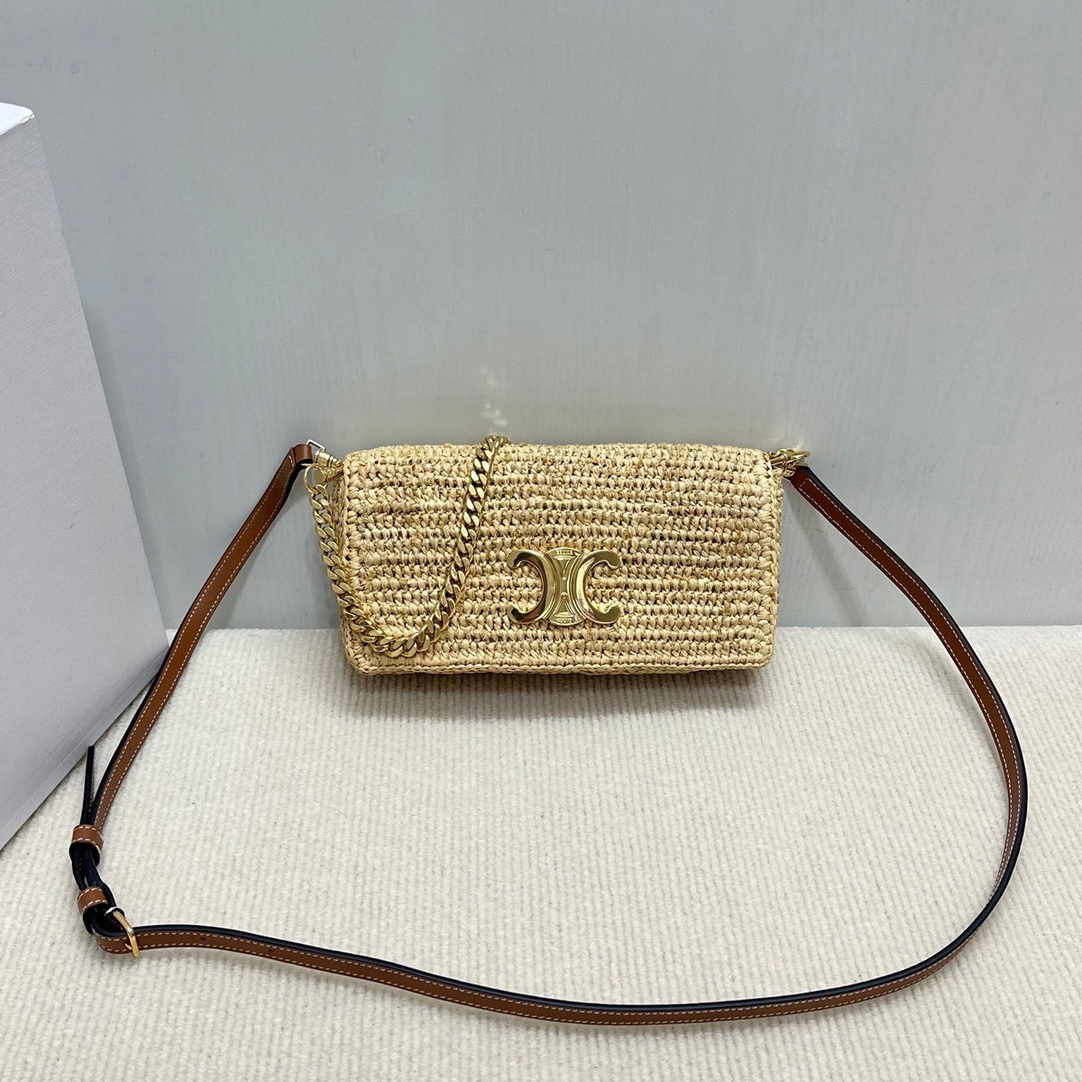 C*lin Multi Pochette Pocket Raffia Woven Bag