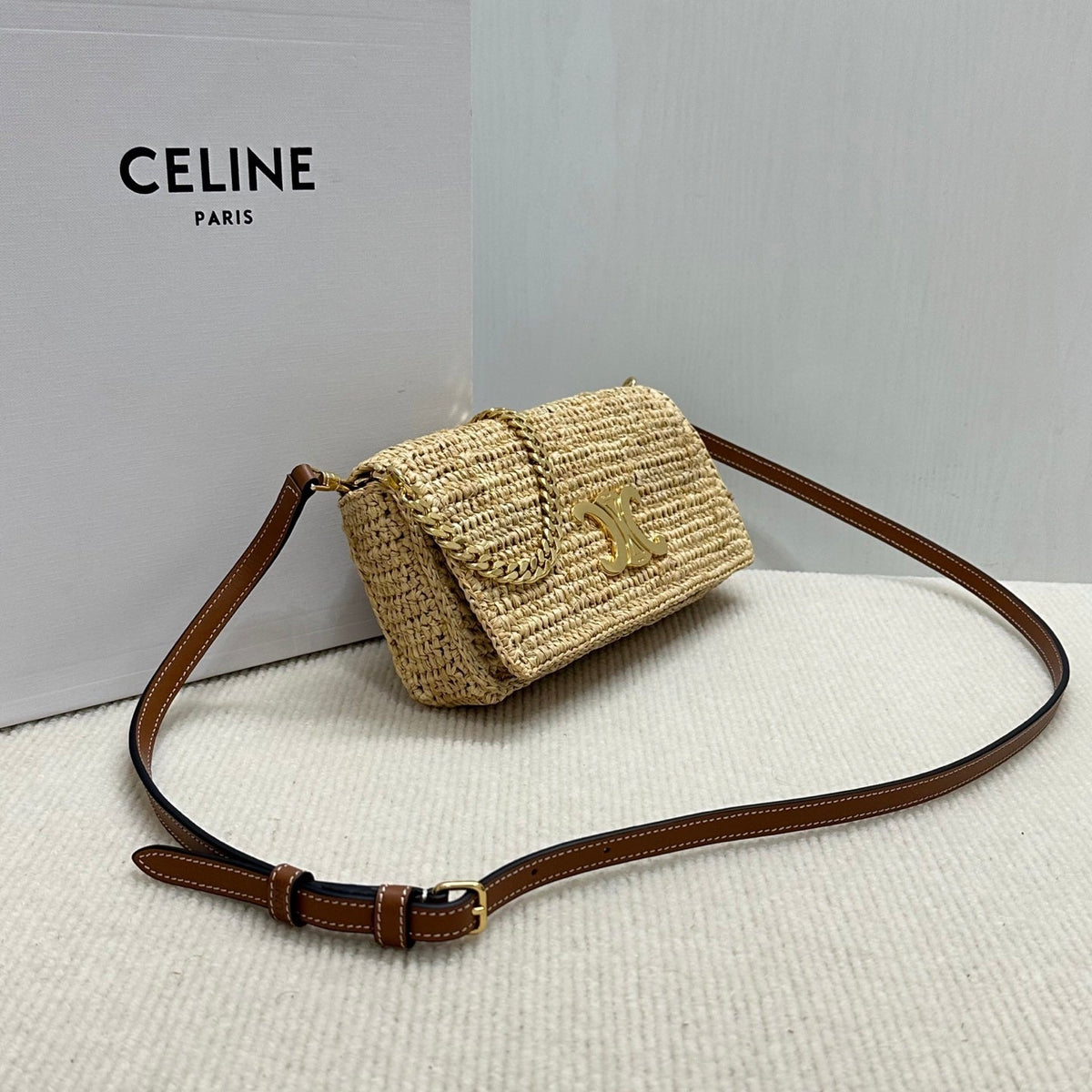 C*lin Multi Pochette Pocket Raffia Woven Bag