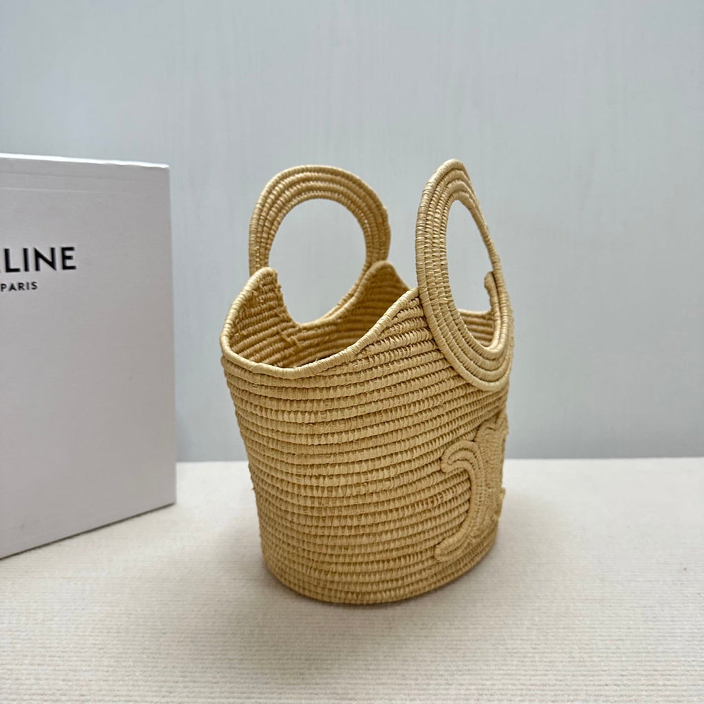 C*lin Raffia Woven Basket Bag
