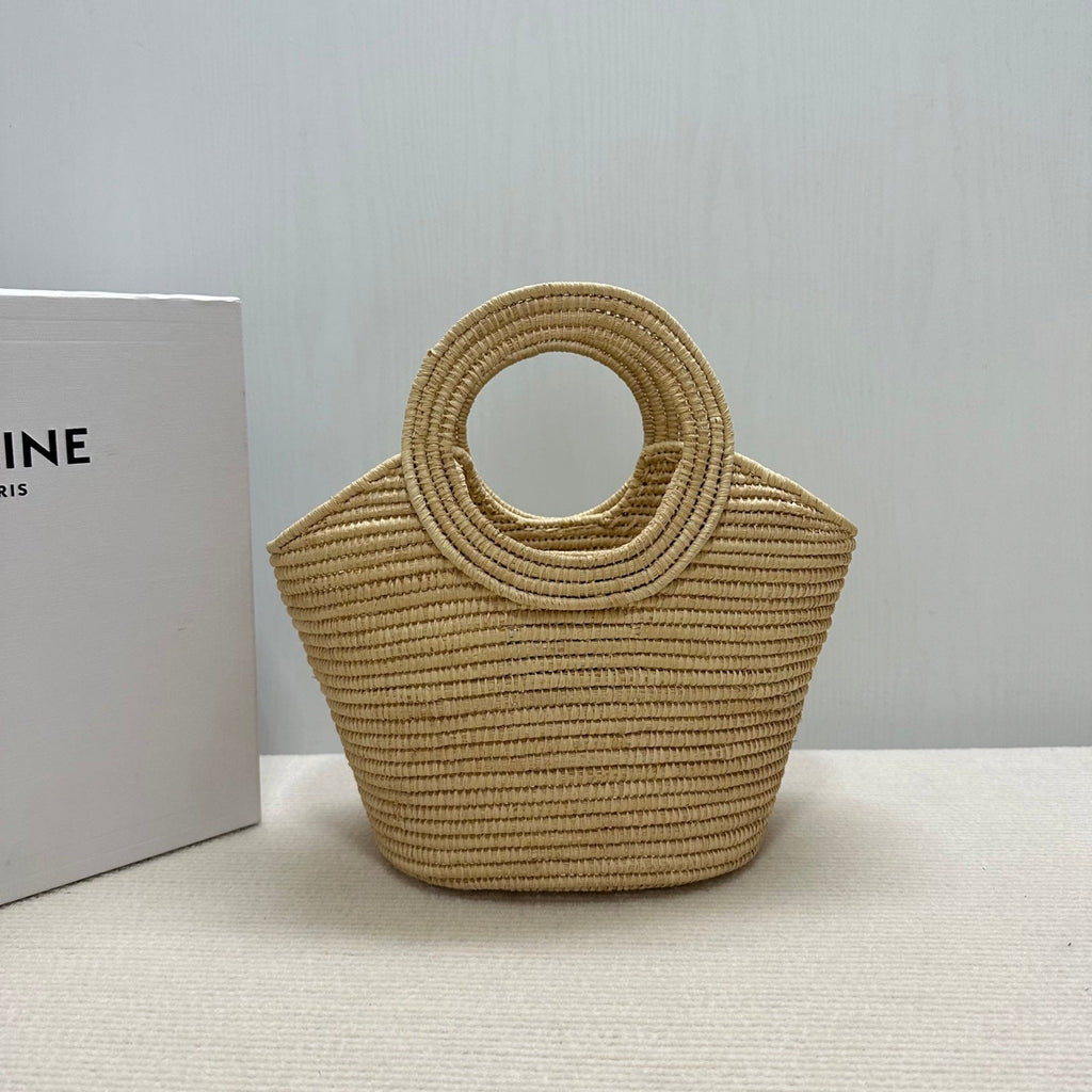 C*lin Raffia Woven Basket Bag