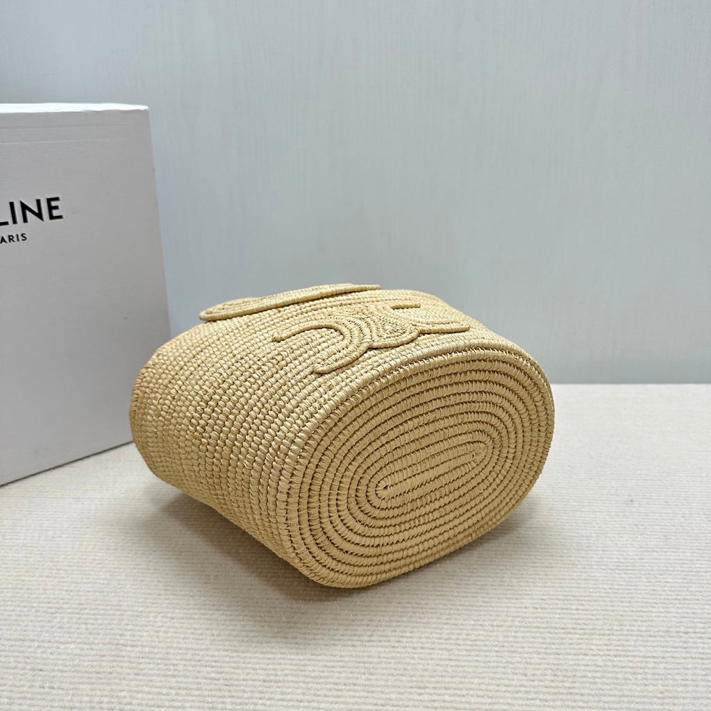 C*lin Raffia Woven Basket Bag