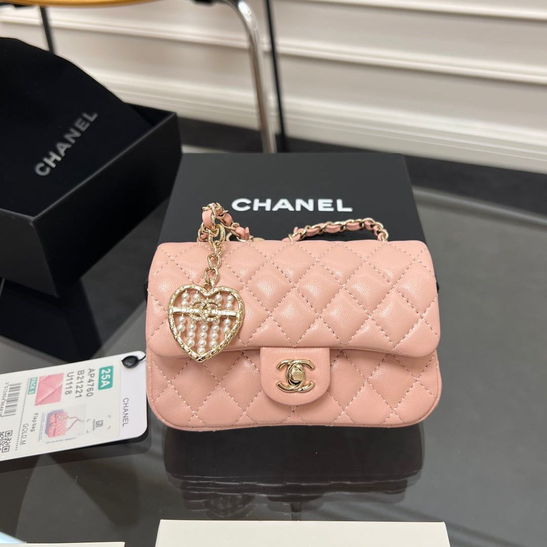 C*C 25A Super Mini Bag 12.5cm Light Pink Lambski