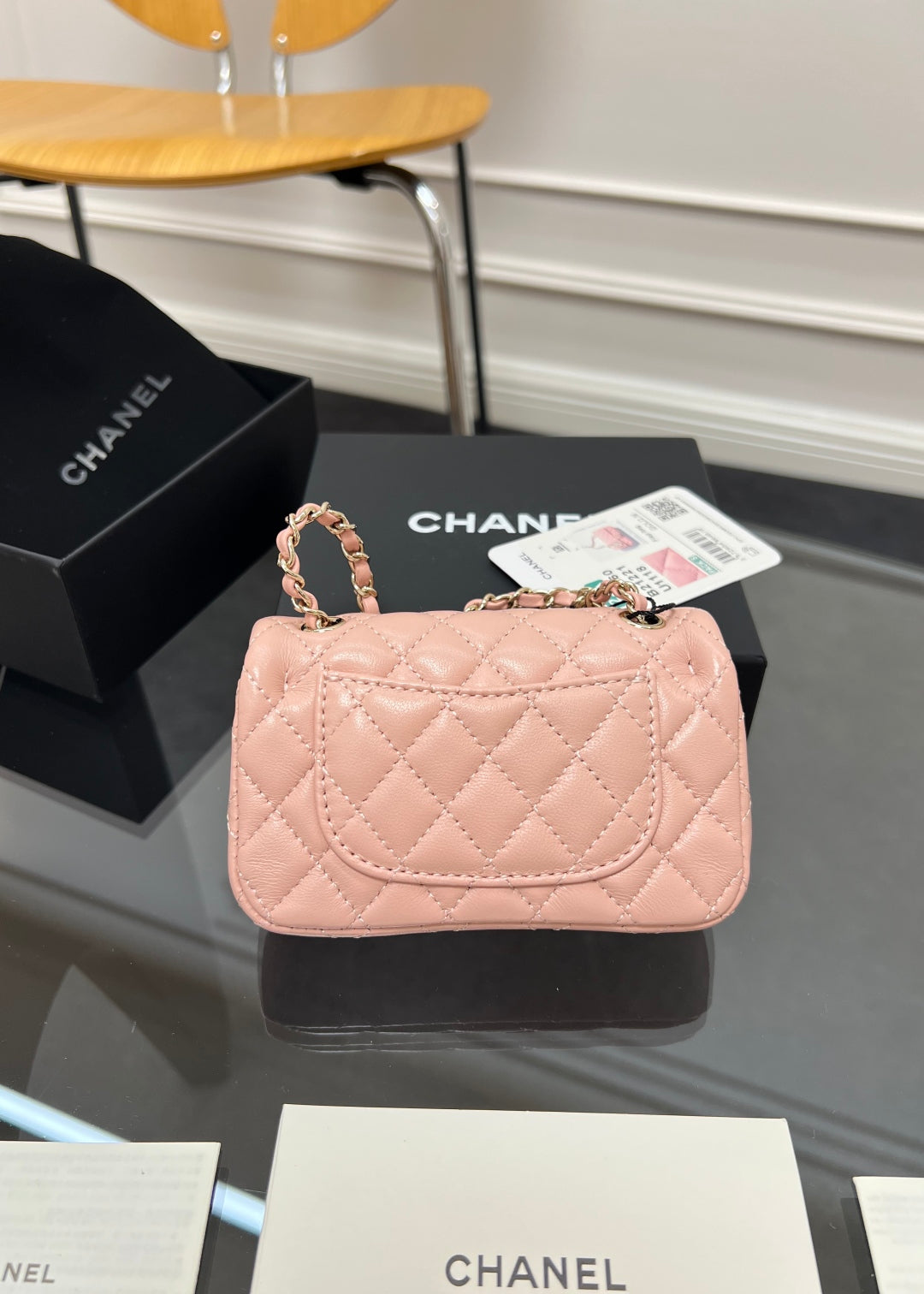 C*C 25A Super Mini Bag 12.5cm Light Pink Lambski