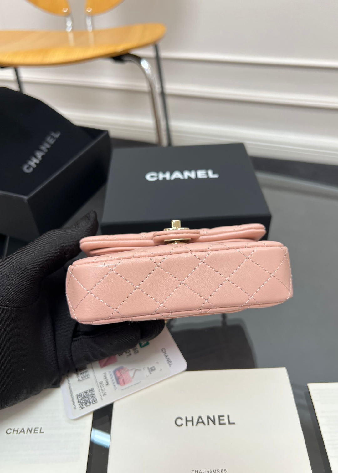 C*C 25A Super Mini Bag 12.5cm Light Pink Lambski