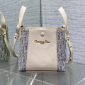 C*D bucket bag 21cm  natural canvas with creamy white calfskin
