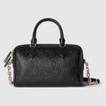 G*G Emblem Small Top Handle 25cm Black Grained Calfskin