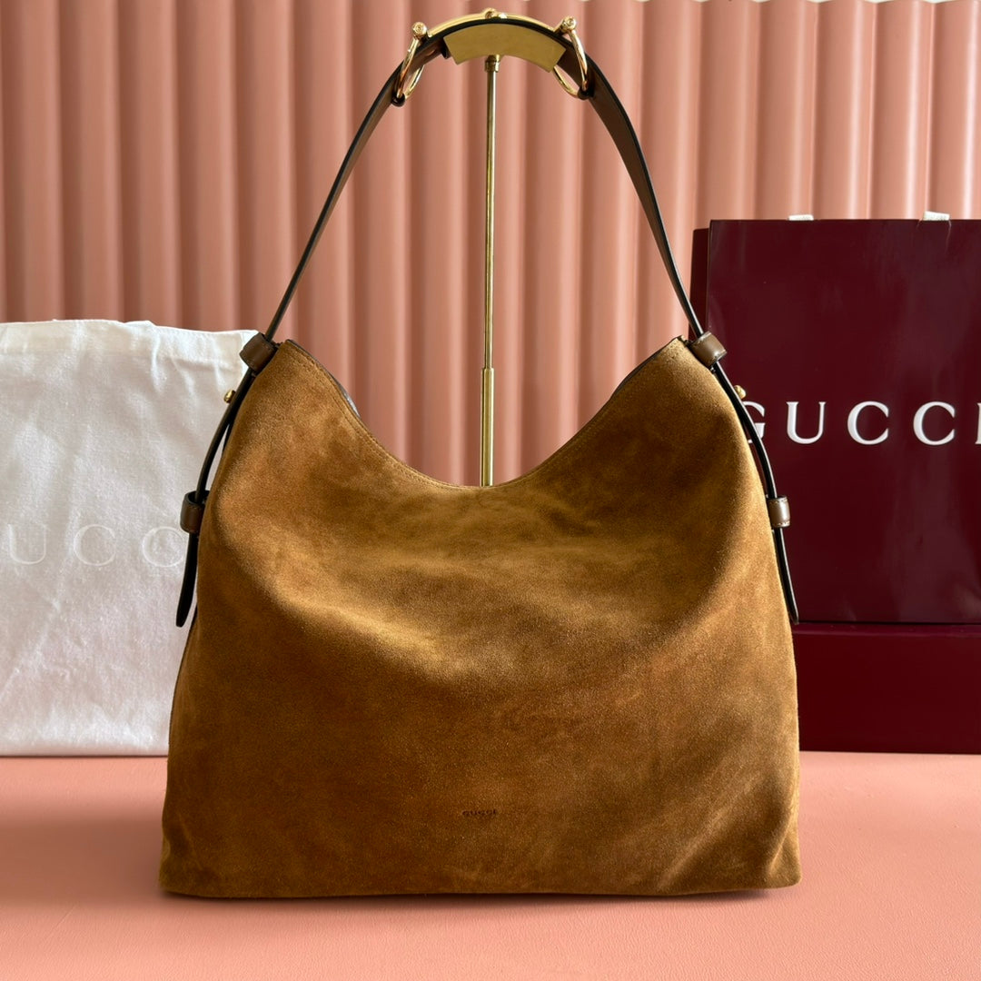 G*G 25FW Beatrix Handbag 40cm Brown Suede GHW