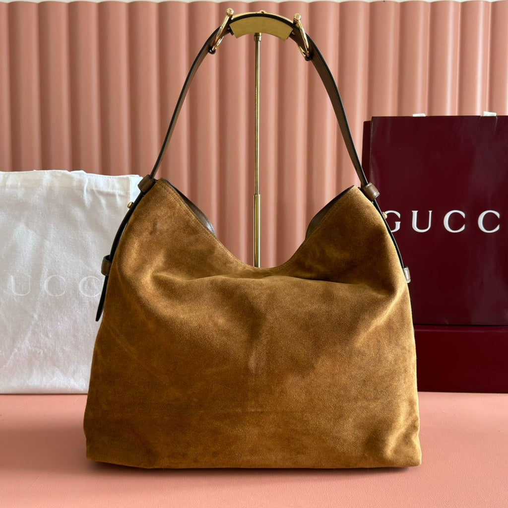 G*G 25FW Beatrix Handbag 40cm Brown Suede GHW