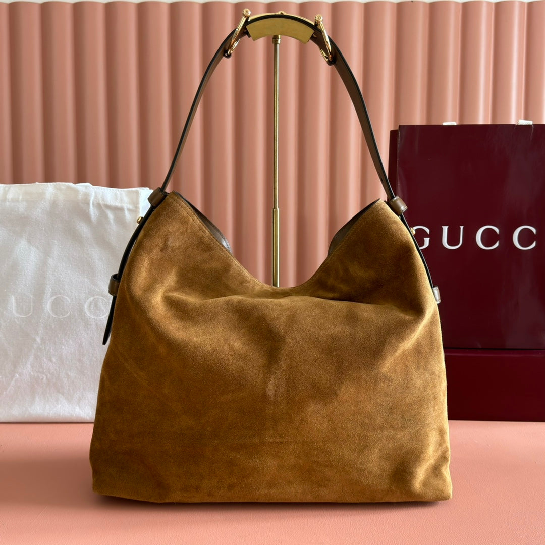 G*G 25FW Beatrix Handbag 40cm Brown Suede GHW
