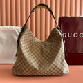 G*G 25FW Beatrix Horsebit Handbag 40cm Brown Canvas GHW