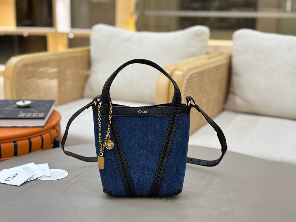 Chl*e Spin Tote Bag Denim Calfskin