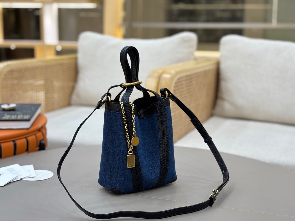 Chl*e Spin Tote Bag Denim Calfskin