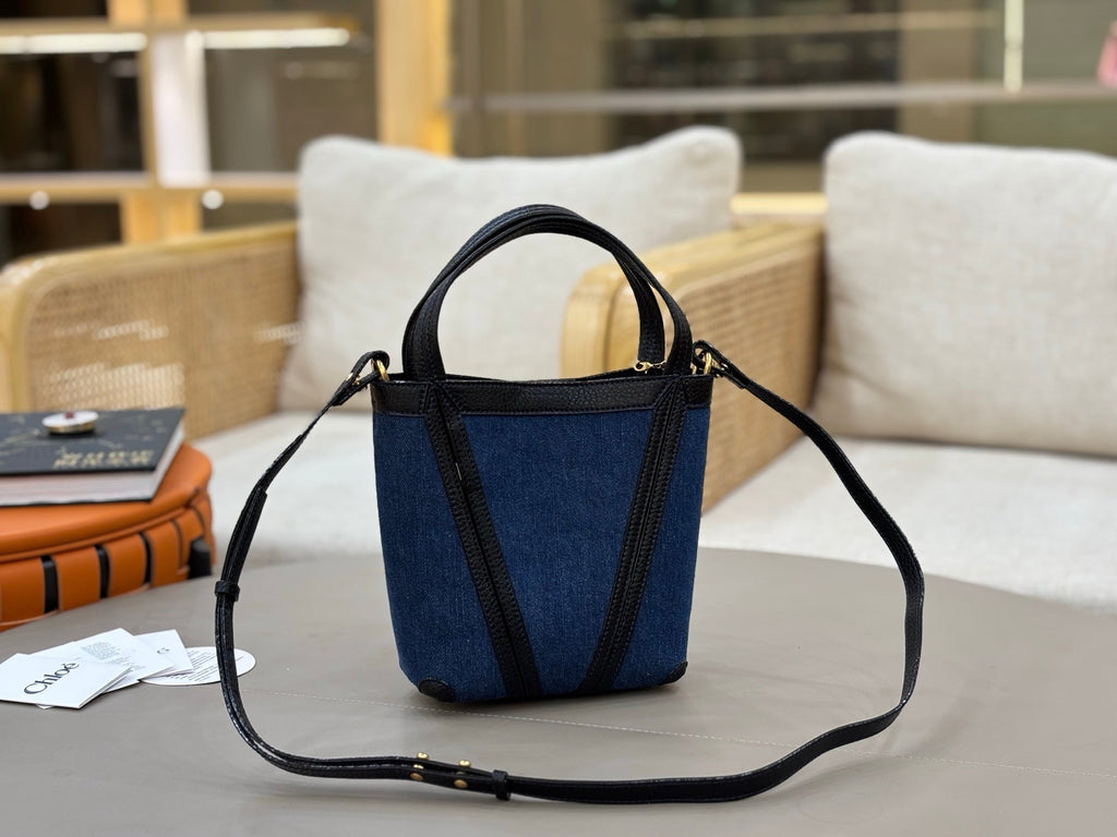 Chl*e Spin Tote Bag Denim Calfskin