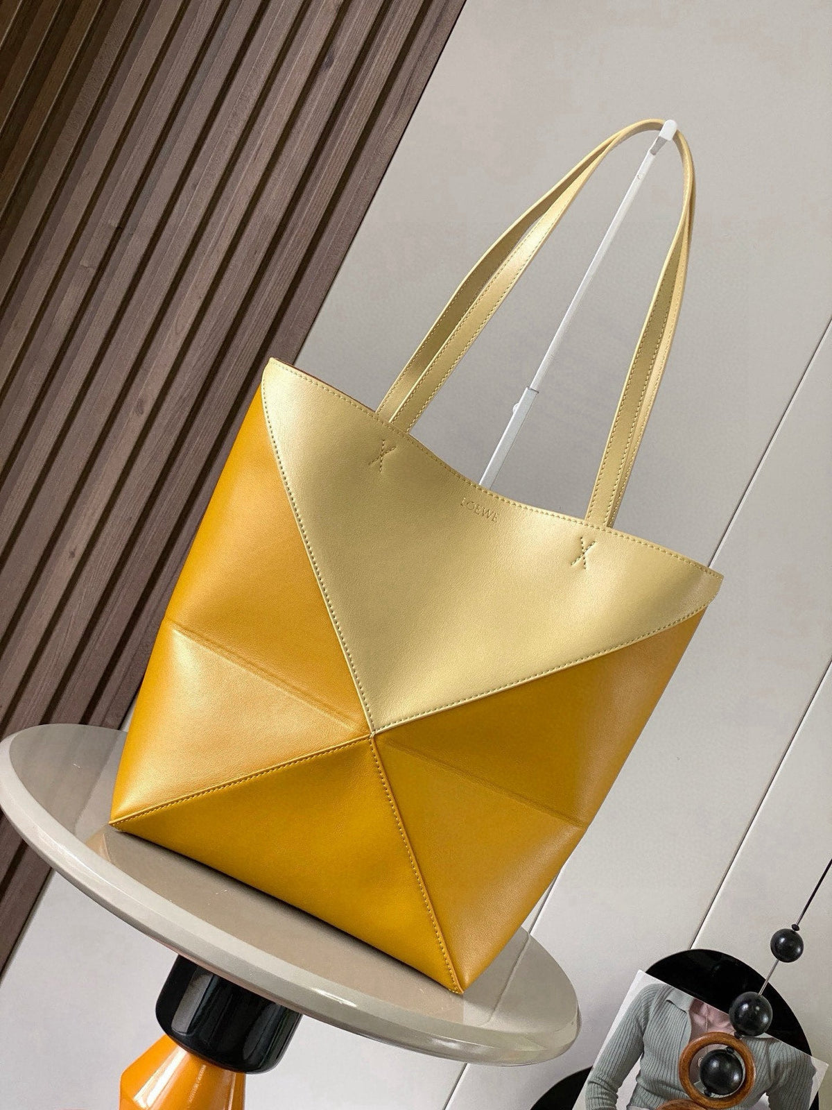 L*E Puzzle Fold Tote Glossy Cowhide