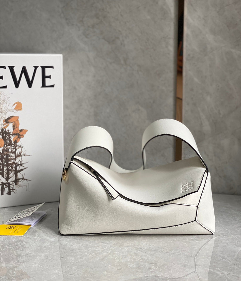 L*E Puzzle Hobo 29cm in Classic White Calfskin