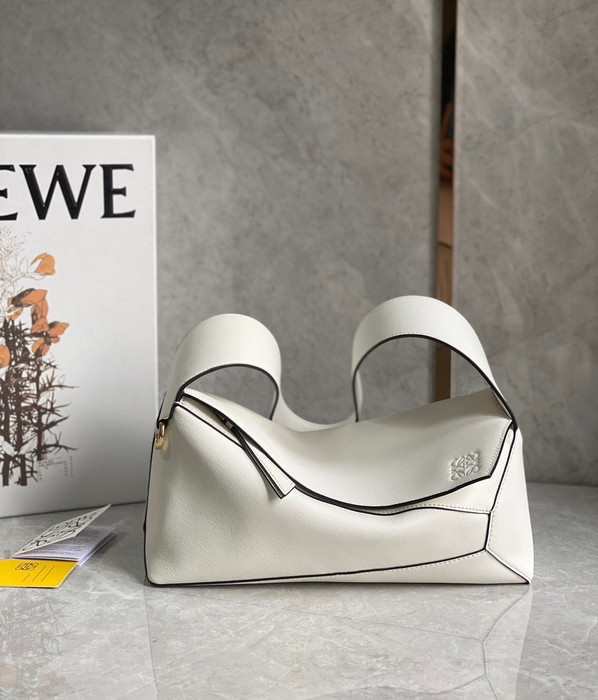 L*E Puzzle Hobo 29cm in Classic White Calfskin