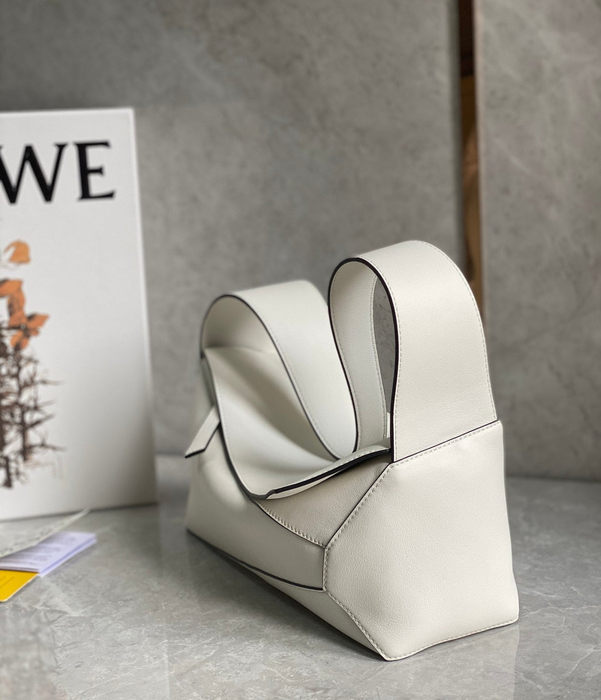 L*E Puzzle Hobo 29cm in Classic White Calfskin