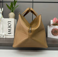 L*ewe Puzzle Fold Handbag in Glossy Brown Cowhide Leather