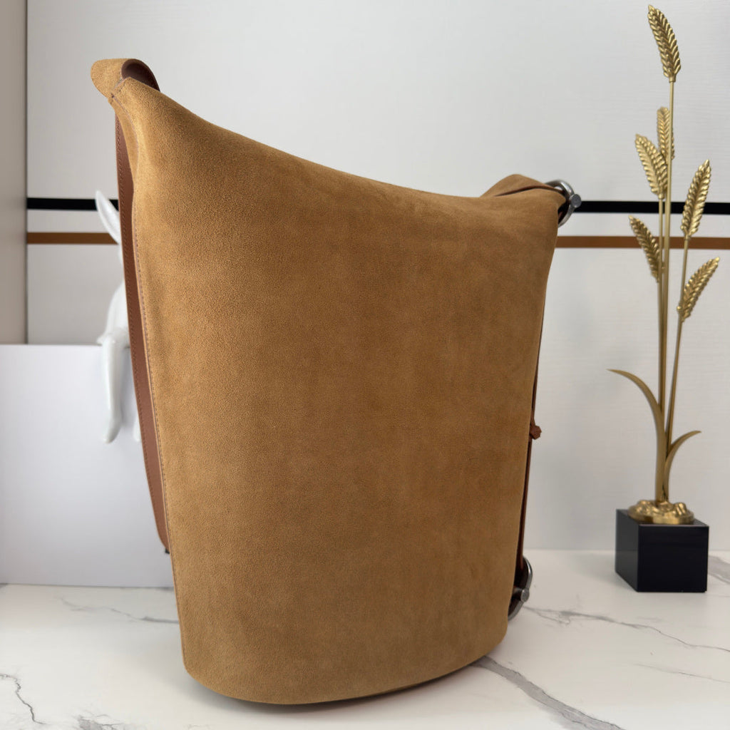 L*ewe Loop Medium 39cm in Brown Suede Cowhide
