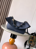 L*ewe Ola Handbag Medium 26cm in Blue Silver Calfskin Leather