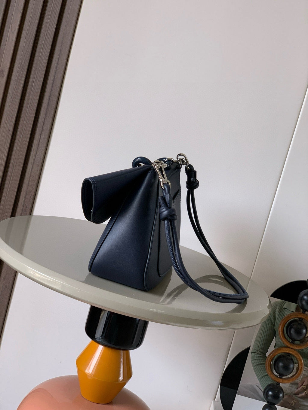 L*ewe Ola Handbag Medium 26cm in Blue Silver Calfskin Leather