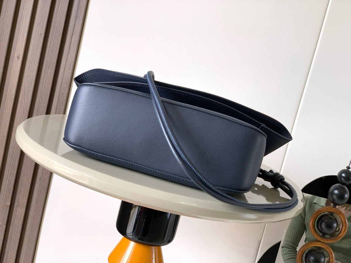 L*ewe Ola Handbag Medium 26cm in Blue Silver Calfskin Leather