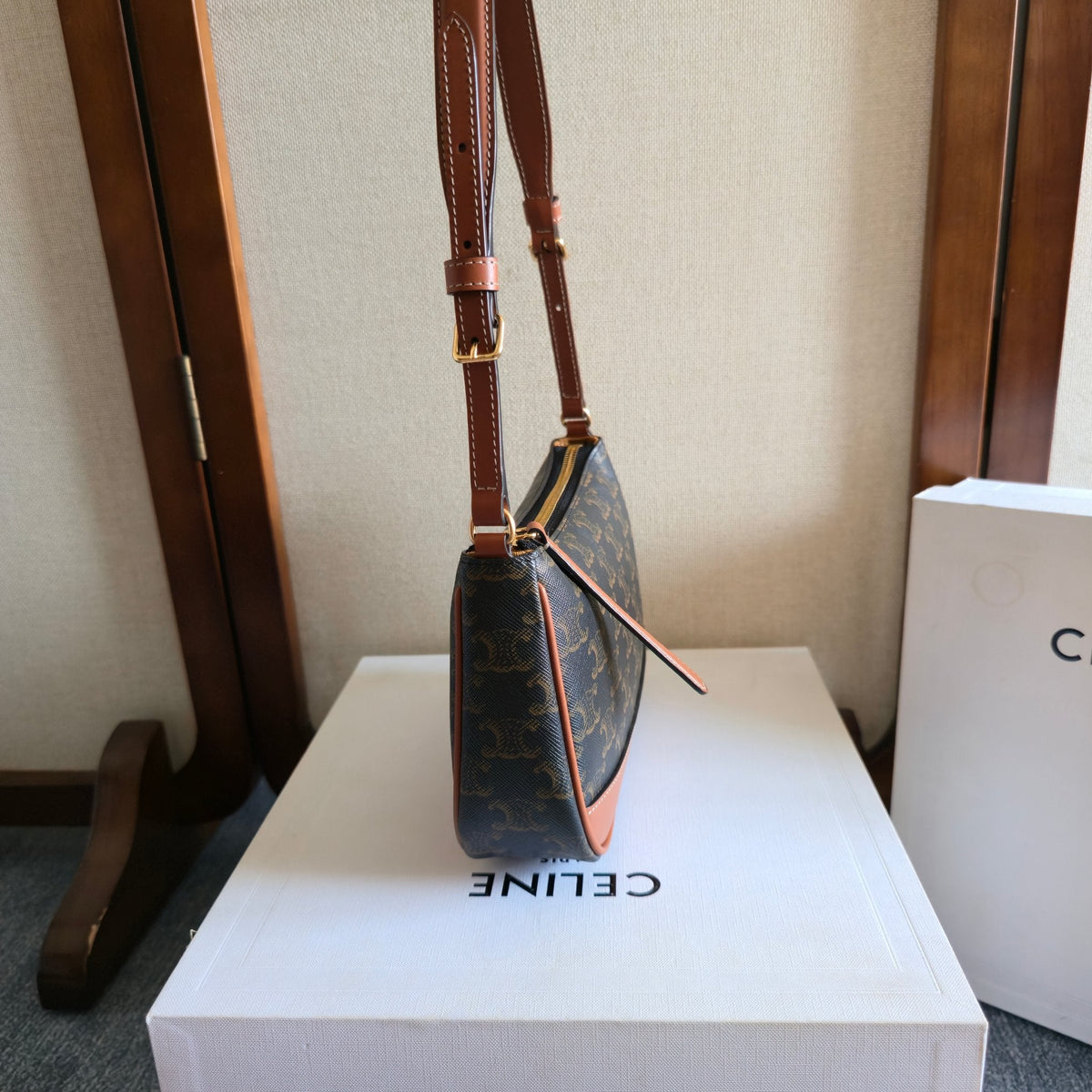 C*line Armband Mahjong Black Brown Bag in PVC Fabric with Leather