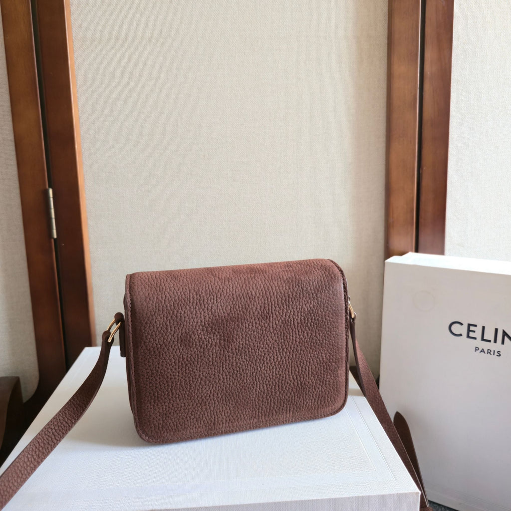 C*line TEEN TRIOMPHE Dark Brown Calfskin Handbag