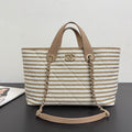 C*C 26 Striped Woven Beach Bag 46 Cowhide