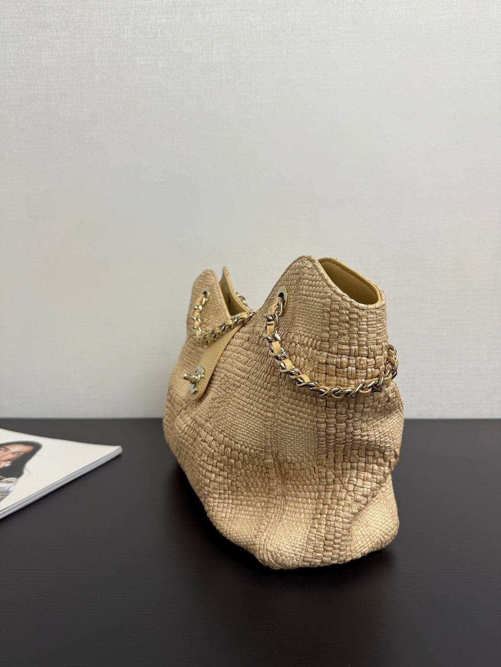 C*C 26S Tote Bag in Beige Braided Raffia Gold Hardware (made - to - order)