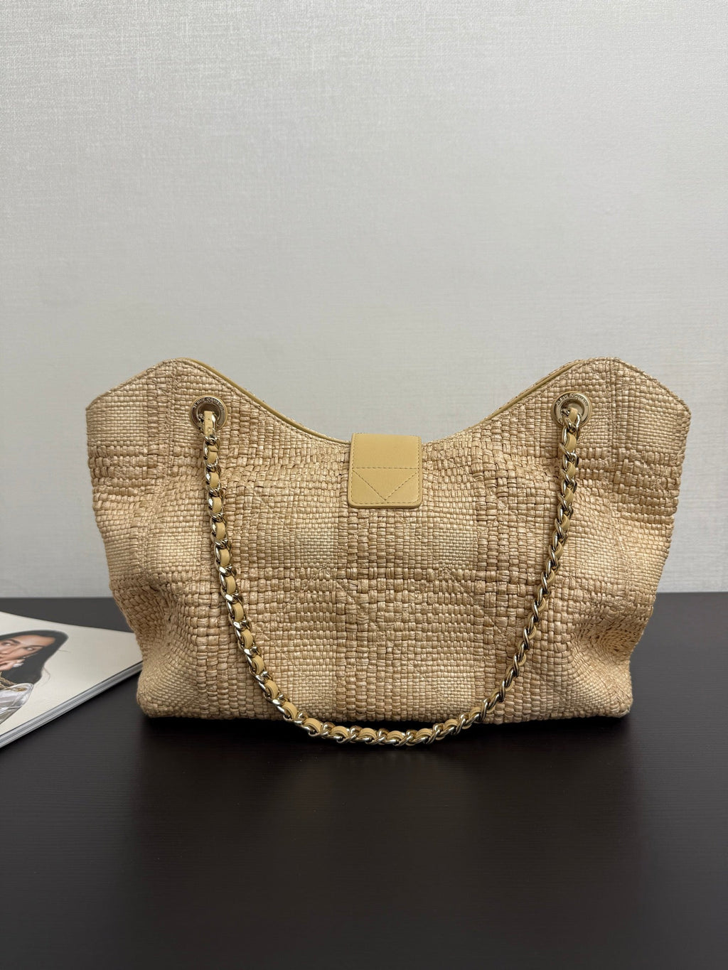 C*C 26S Tote Bag in Beige Braided Raffia Gold Hardware (made - to - order)