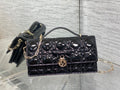 D*or Bow Pearl Chain Clutch Glossy Lambskin GHW