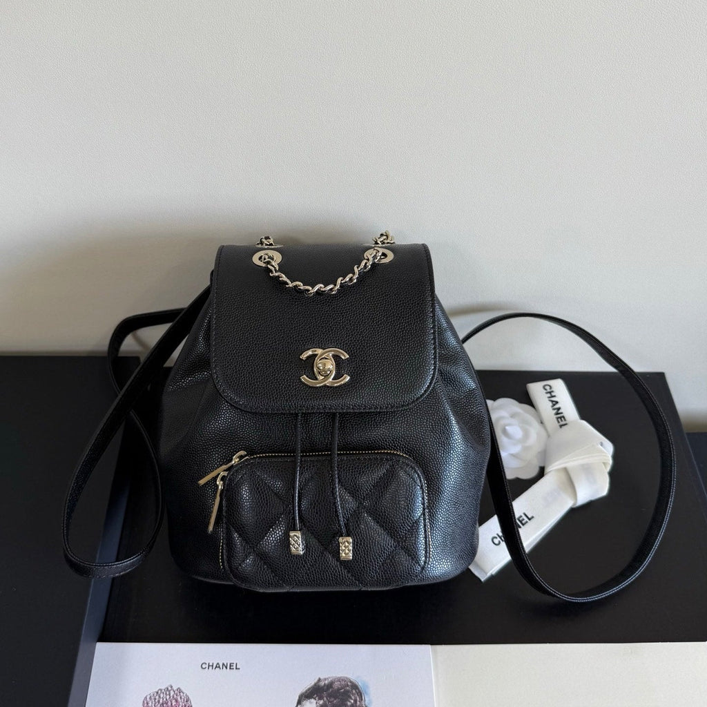 Ch*nel Affinity Duma Backpack 20cm Black in Cowhide