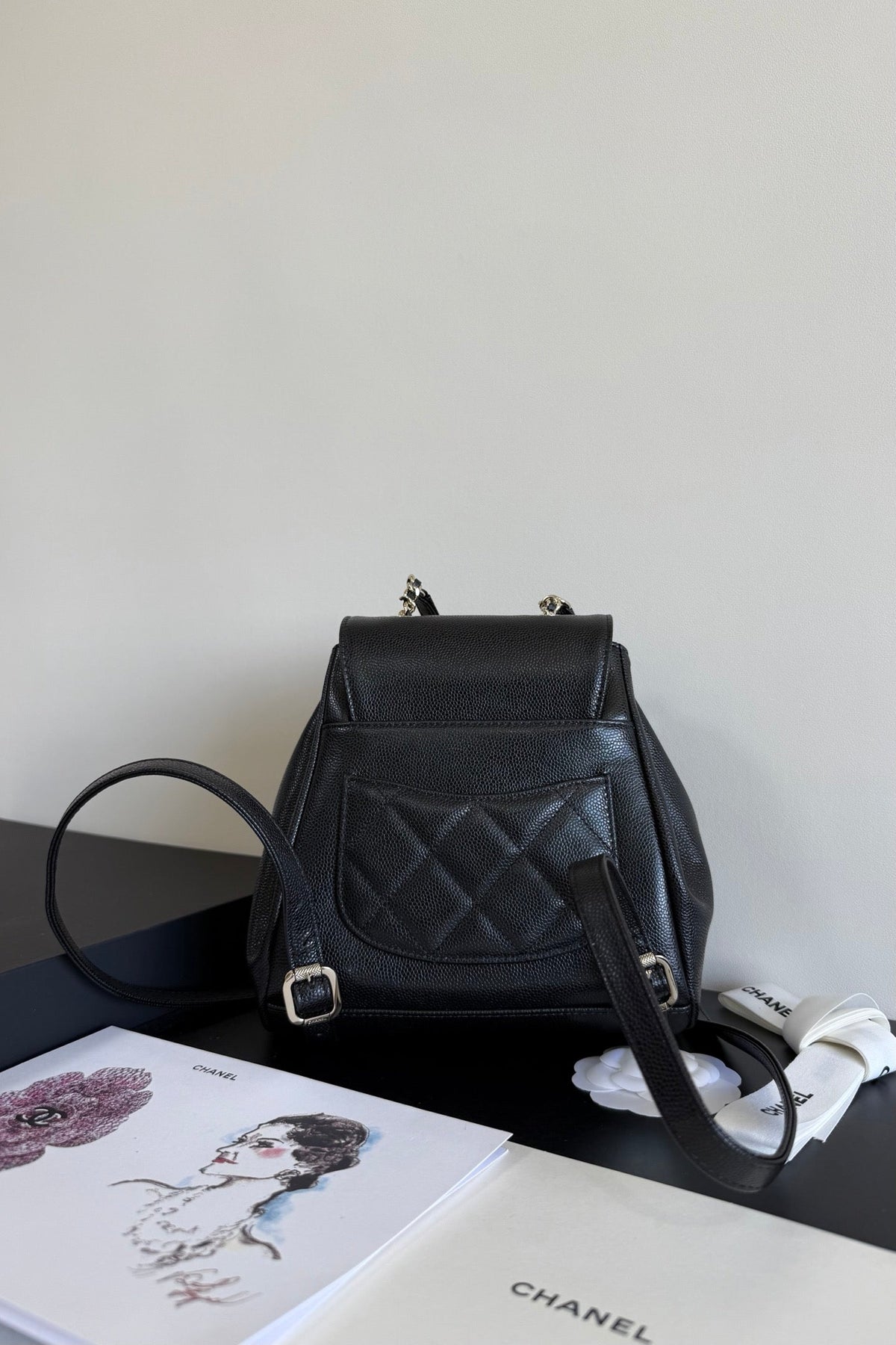 Ch*nel Affinity Duma Backpack 20cm Black in Cowhide