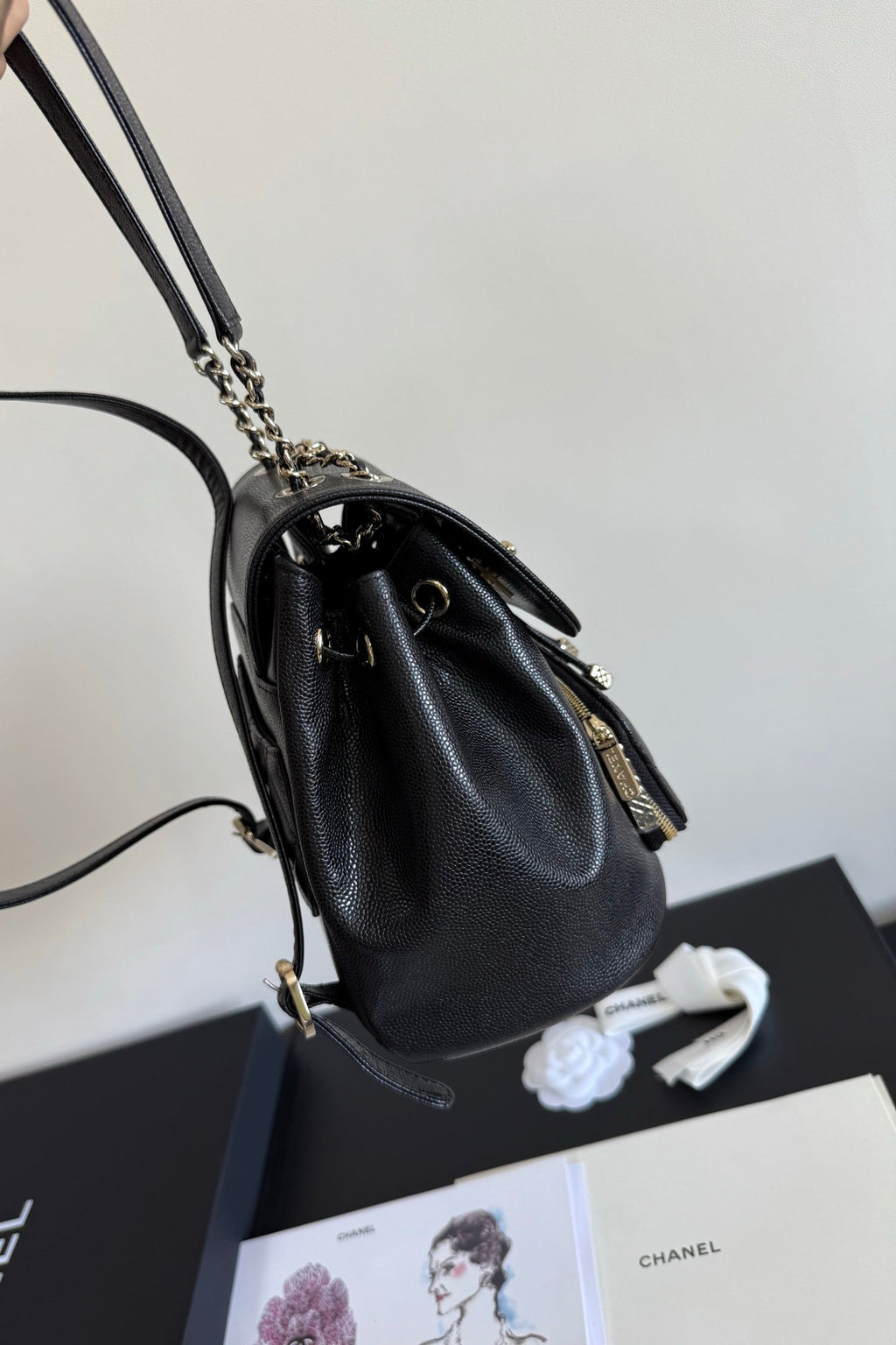 Ch*nel Affinity Duma Backpack 20cm Black in Cowhide