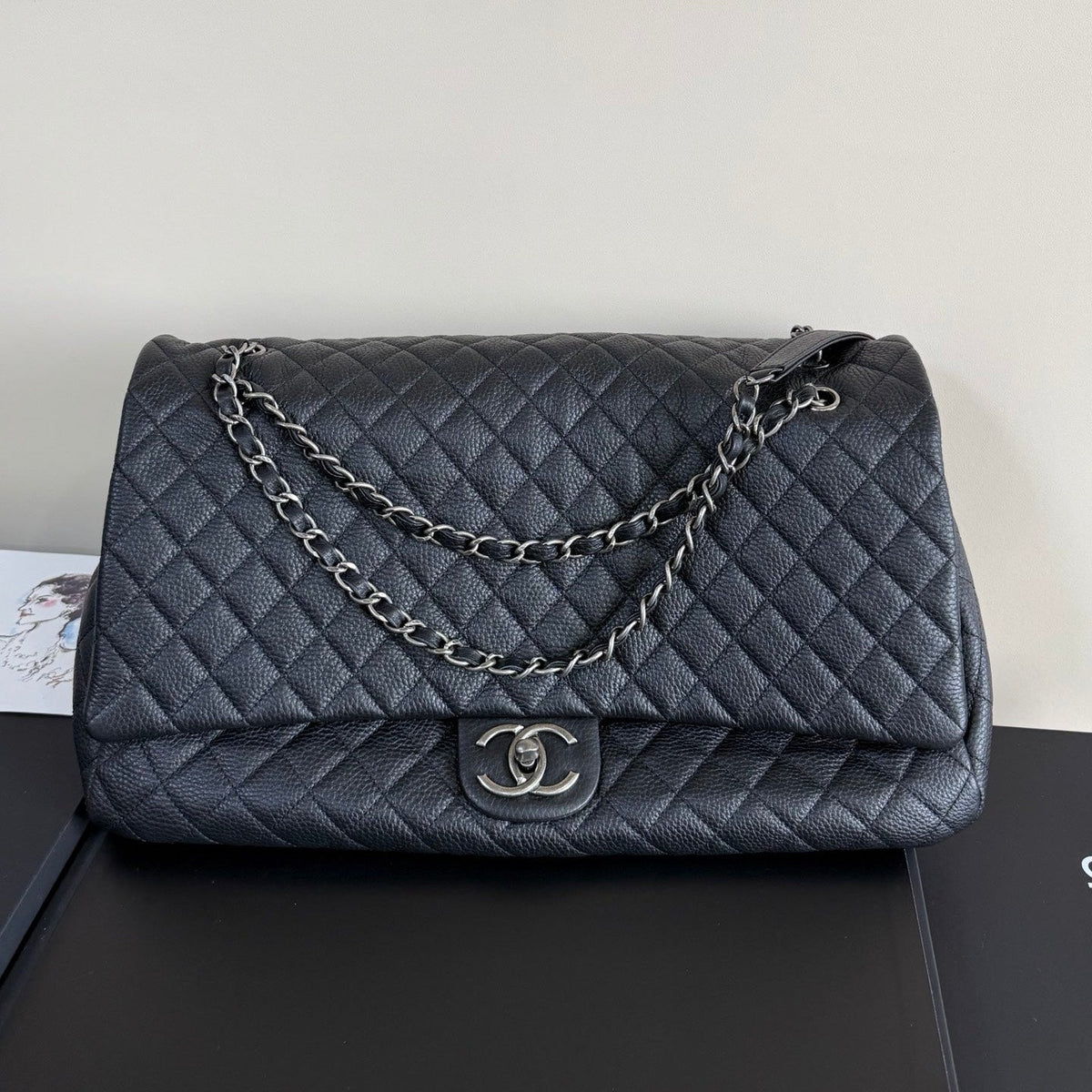 Ch*nel Carry-on bag 45cm Black in Cowhide