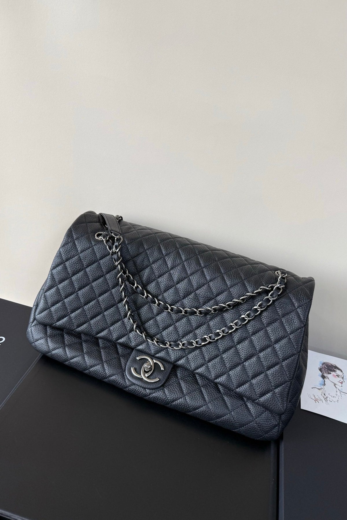Ch*nel Carry-on bag 45cm Black in Cowhide